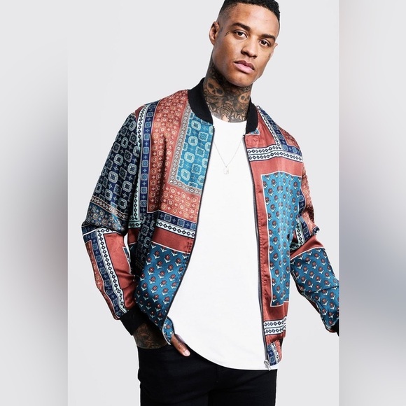 Boohoo Other - SCARF PRINT SATEEN BOMBER
